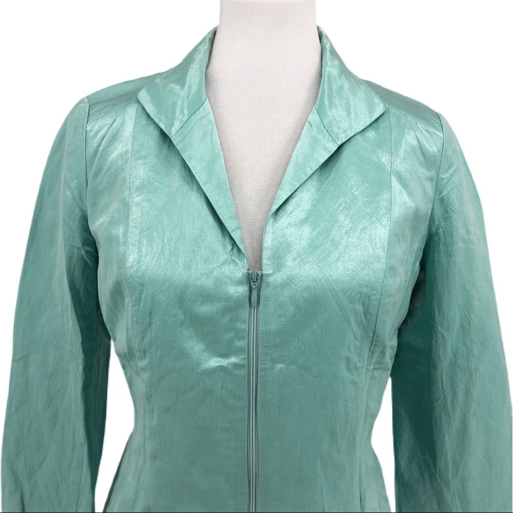 Lafayette 148 New York Blue/Green 3/4 Sleeve Blazer - Picture 2 of 11